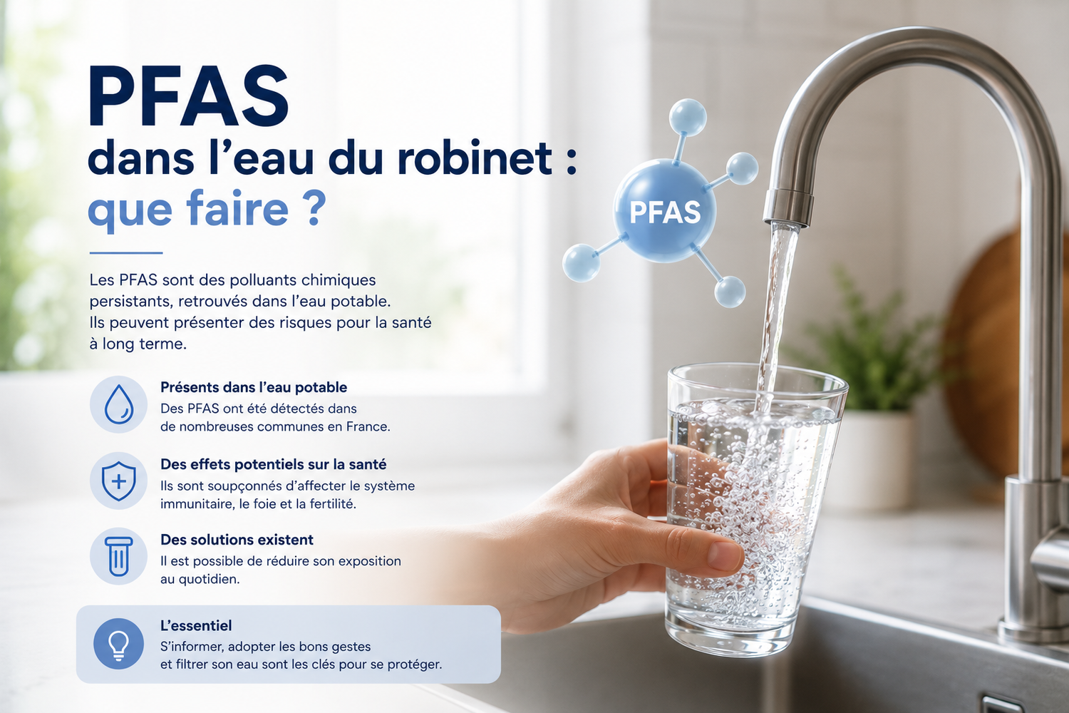 PFAS dans l'eau du robinet : que faire en 2026 ?