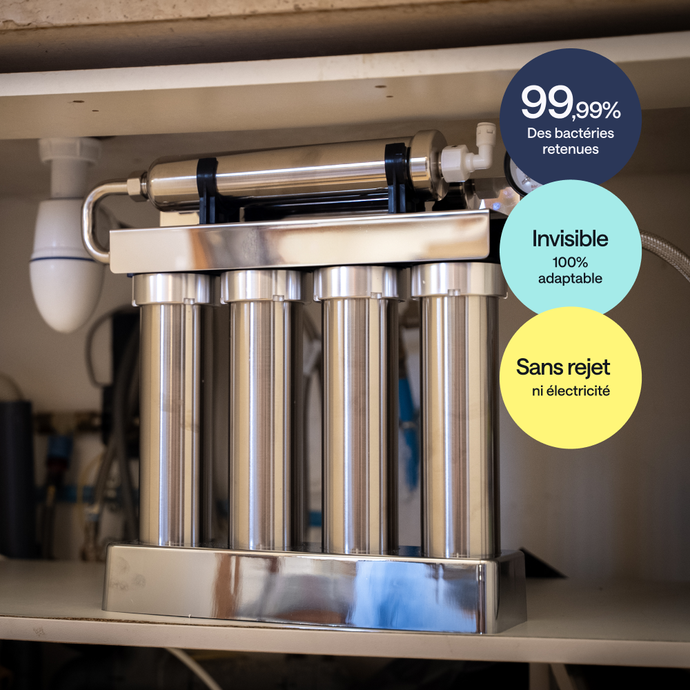Filtre sous évier ultrafiltration Dyese — vue détail système complet