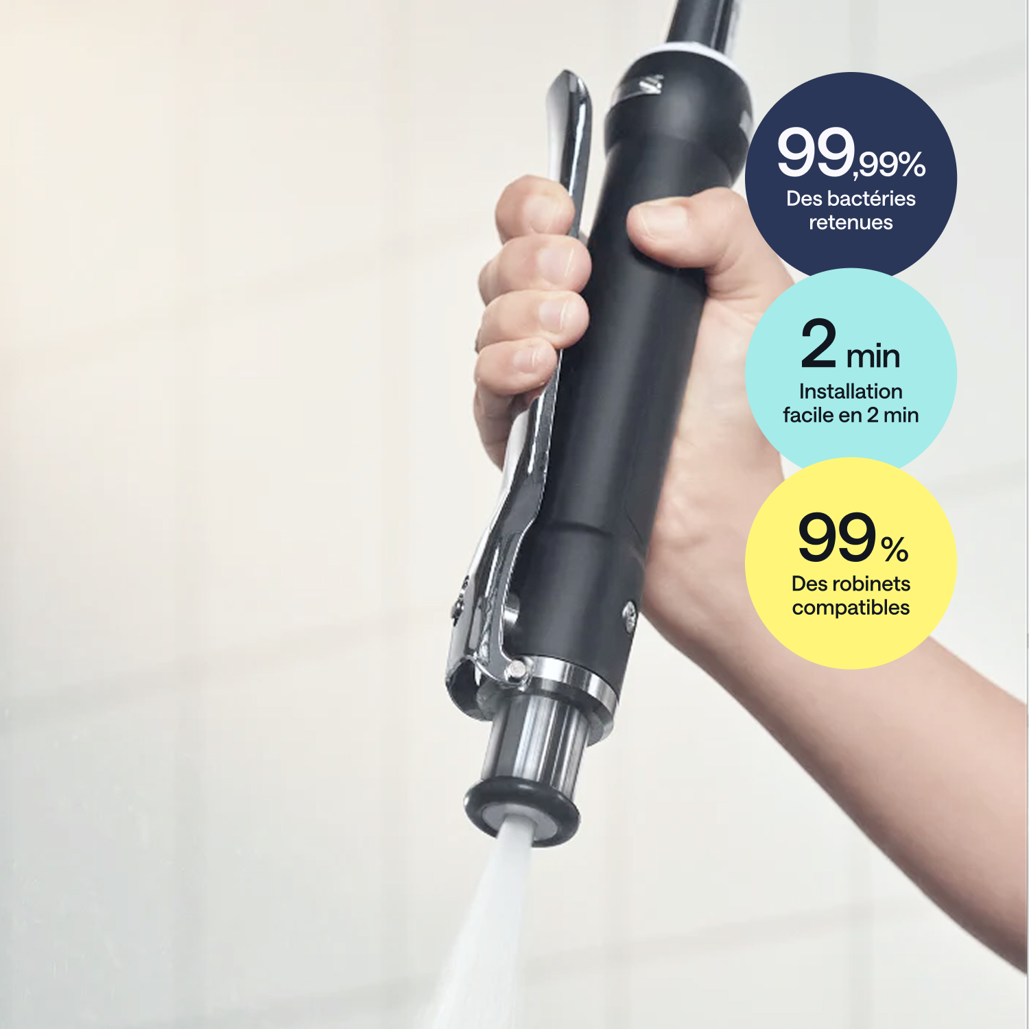 Poire de plonge filtrante Dyese — vue détail buse filtrante cuisine